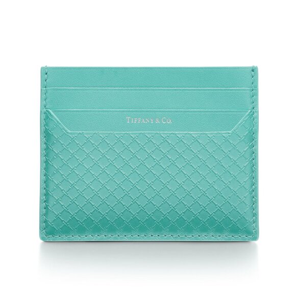 Square Card Case in Tiffany Blue Leather - Picture 1 of 5